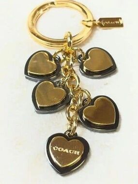 Coach Gold Hearts Keychain